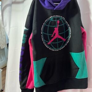 Jordan Hoodie in Black, Pink, and Teal with Purple Accents